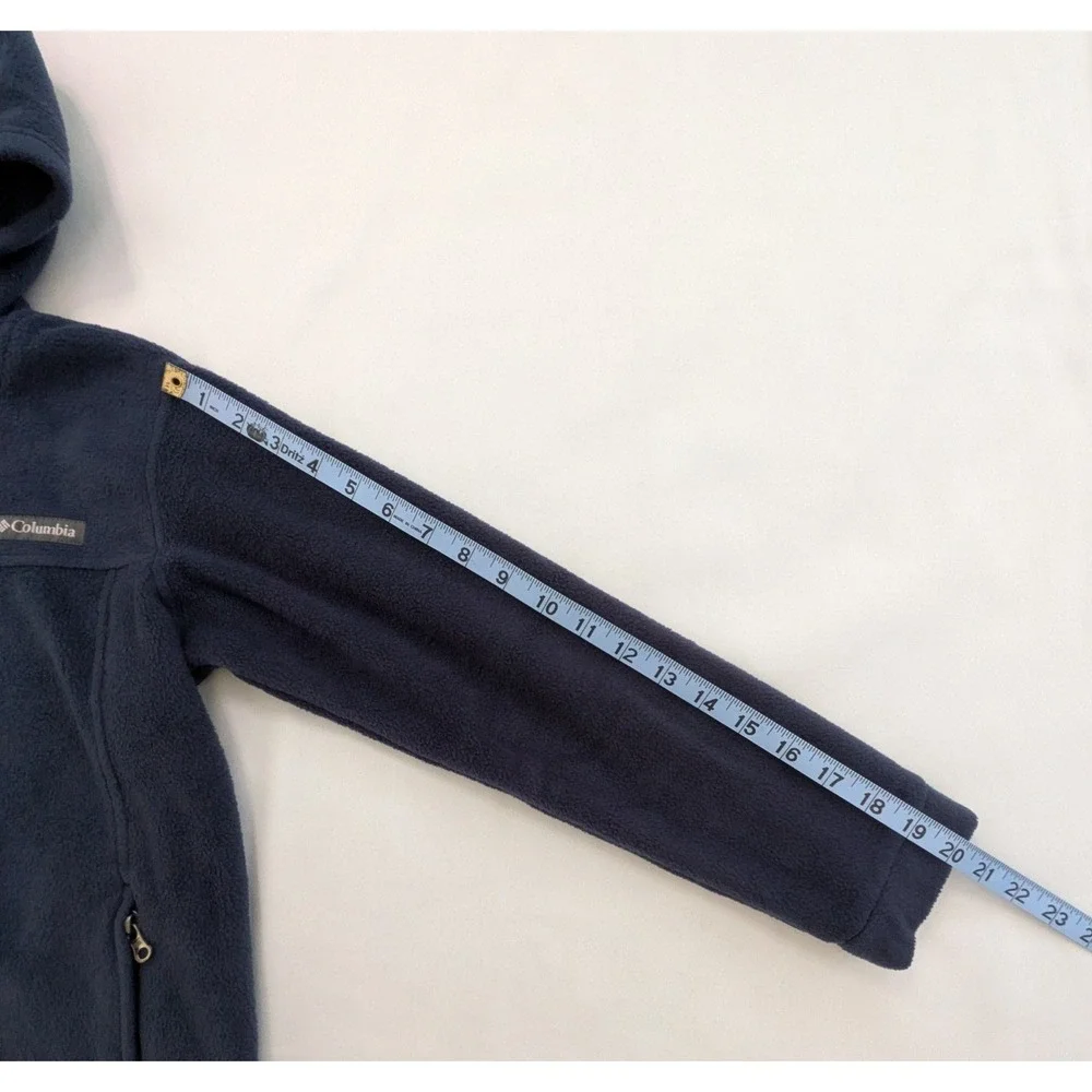 Columbia Fleece Full Zip Hooded Jacket Navy Dark Blue Youth Size M 10/12
